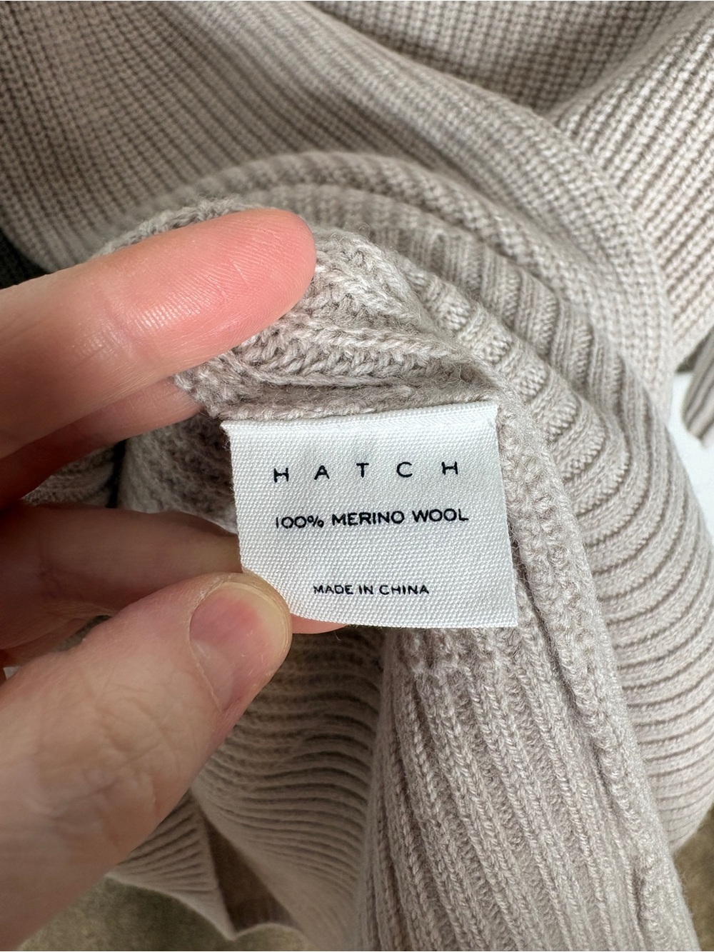 Hatch Irina Shaker Maternity Ribbed Knit Mock Neck Sweater Dress Beige Size 2/M - Picture 7 of 9